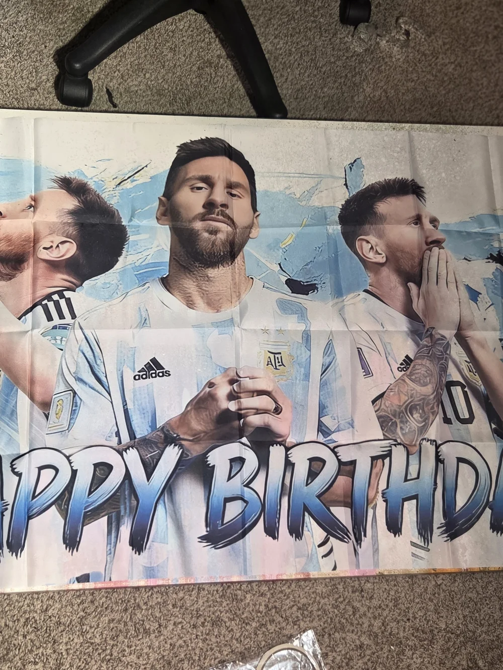 Lionel Messi Argentina Poster Banner - Light Blue & White